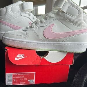 Nike Court Borough Mid 2 GS White, Green and Pink High-Tops